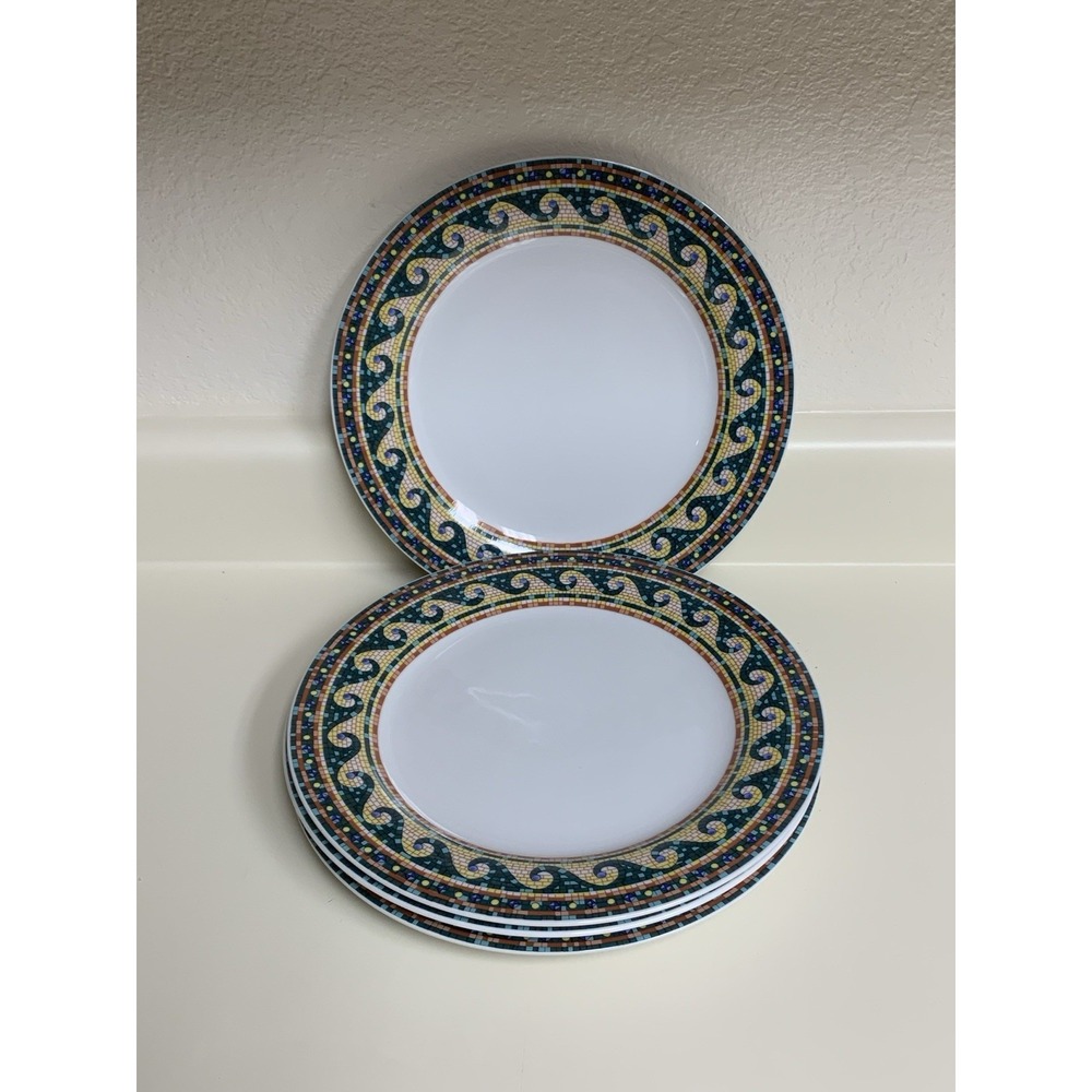 Mosaic by Gabbay GBB13 Dinner Plates Set Of 4 Geometric Scroll Wave